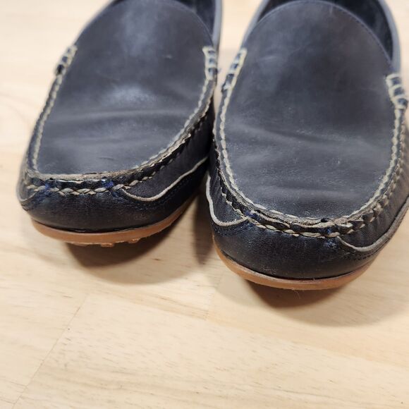 Allen Edmonds Men's Sz 8.5 Interstate 90 Navy Blue Leather Slip On Loafer Shoes - Picture 10 of 11